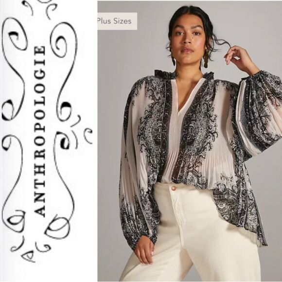 Anthropologie Black and Cream Blouse - Picture 2 of 15